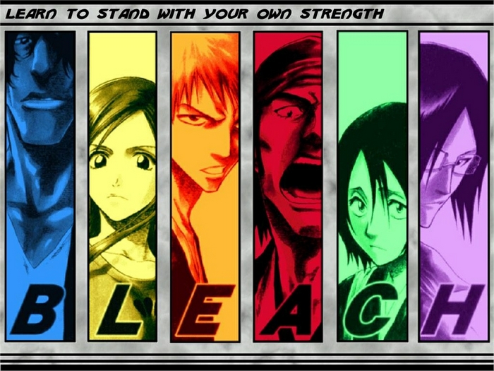 Bleach characters in colored panels