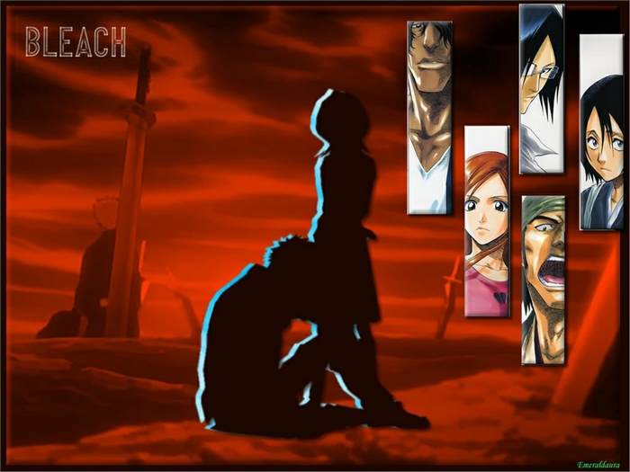 Bleach characters in a desolate landscape