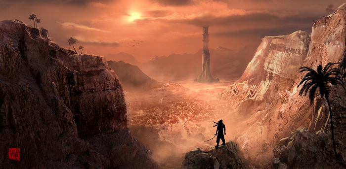 Prince of Persia desert landscape with tower