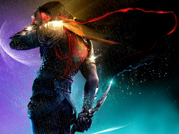 Prince of Persia character in rain