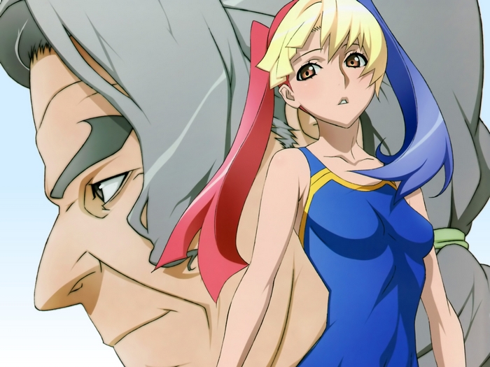 Masane Amaha and an old man from Witchblade