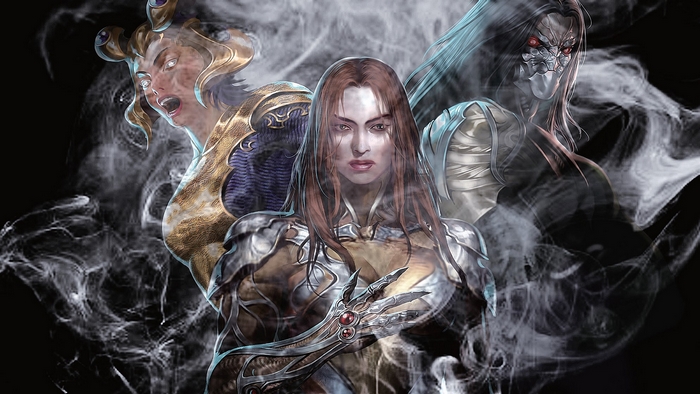 Witchblade characters in smoke