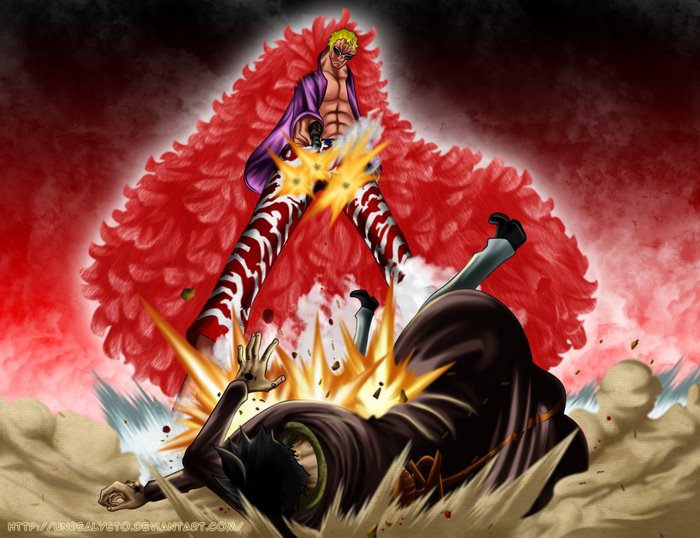 Donquixote Doflamingo attacking an opponent