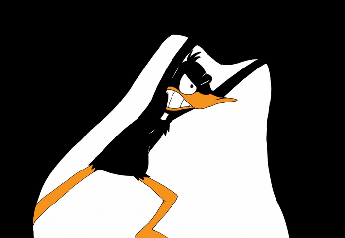 Daffy Duck in black and white
