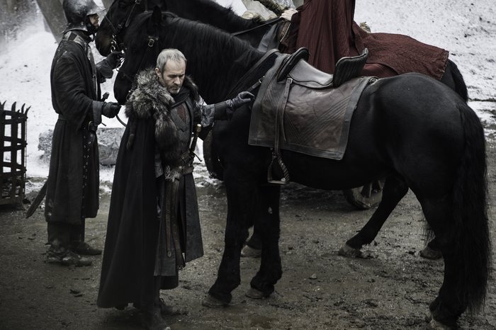 Stannis Baratheon from Game of Thrones with horses