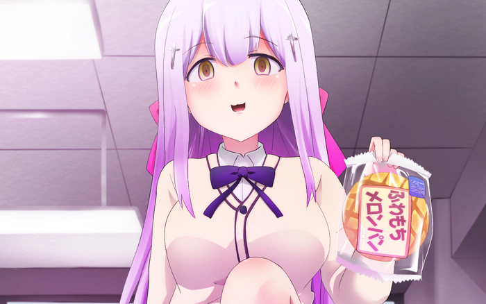 Raphiel Shiraha Ainsworth holding Melon Pan