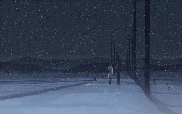 Akari Shinohara walking in snow