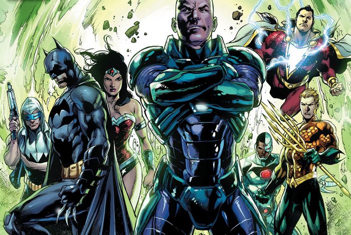 Justice League and Lex Luthor in Armor