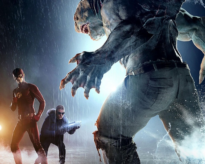 The Flash and Captain Cold confront King Shark