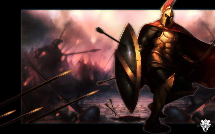 Pantheon from League of Legends in battle