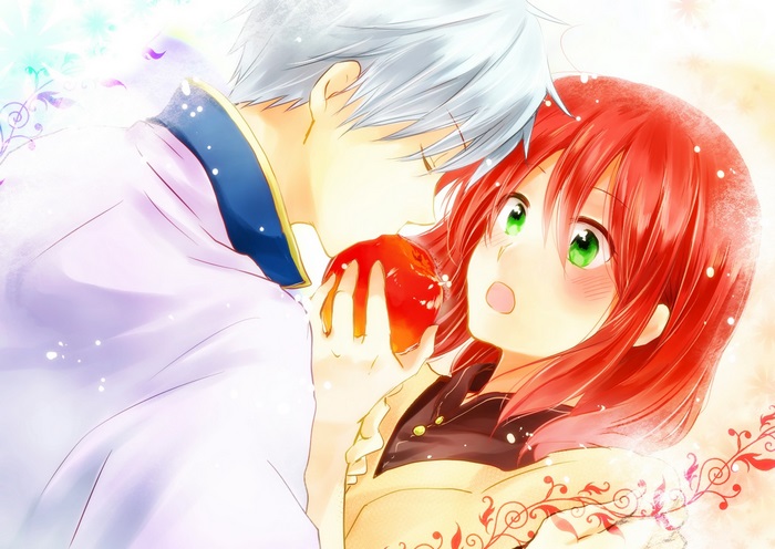 Shirayuki and Zen Wistalia with an apple