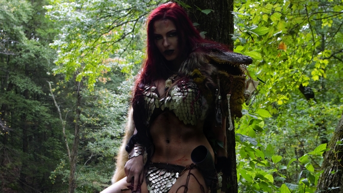 Red Sonja in a forest