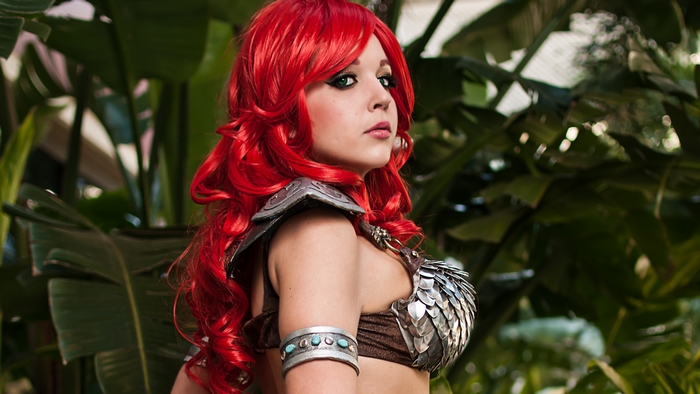 Red Sonja Cosplayer with Red Hair