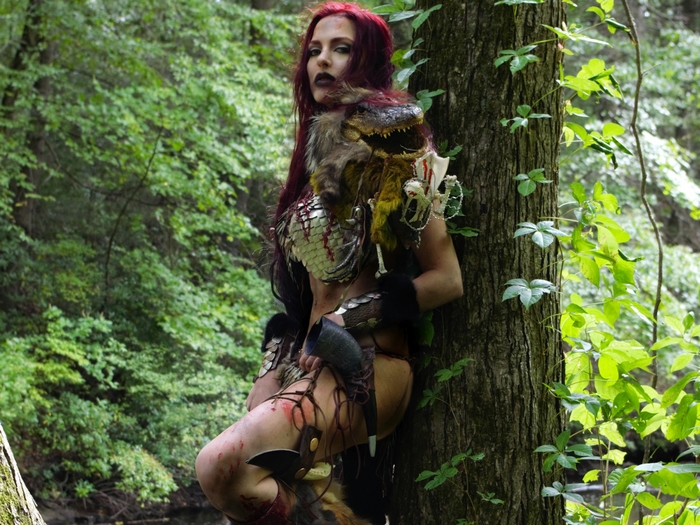 Red Sonja in a forest