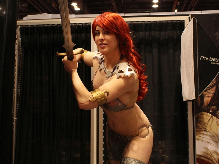 Red Sonja holding a sword