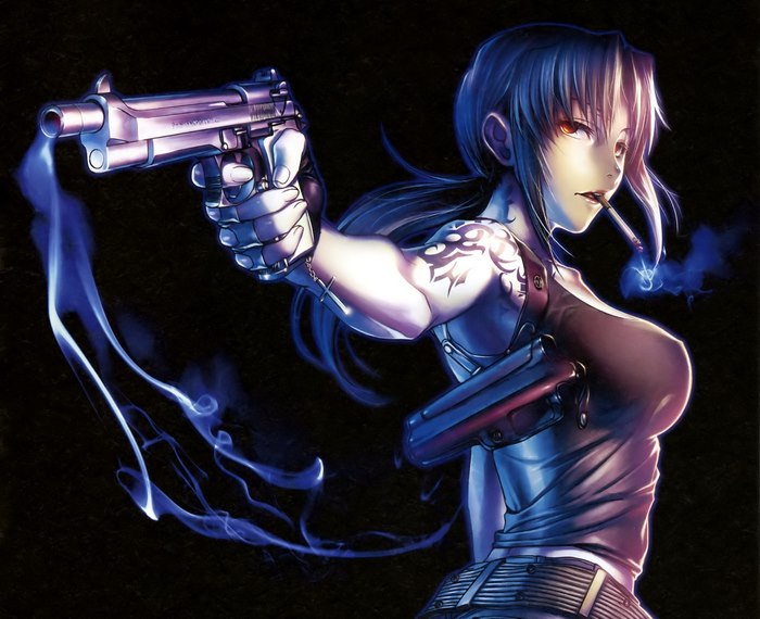 Revy from Black Lagoon holding a gun