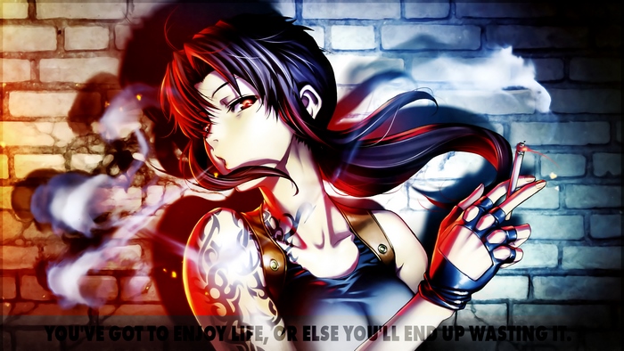 Revy from Black Lagoon smoking