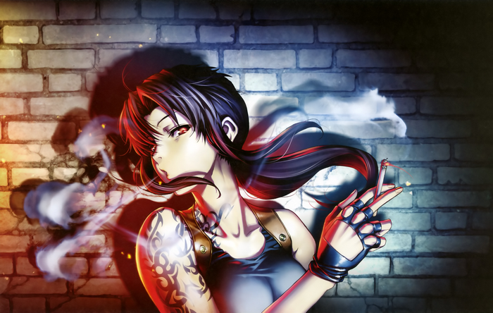 Revy from Black Lagoon smoking