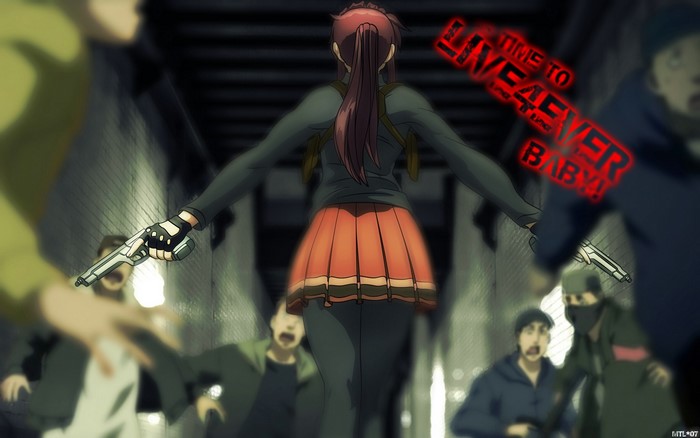 Revy from Black Lagoon holding guns
