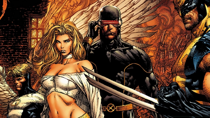 Emma Frost, Cyclops, Angel, and Wolverine from X-Men