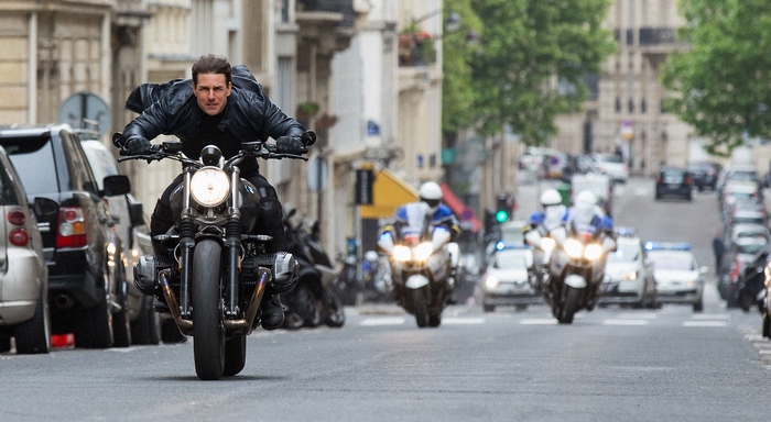 Ethan Hunt on a motorcycle in Paris