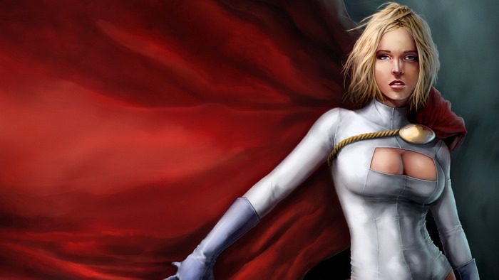 Power Girl with red cape