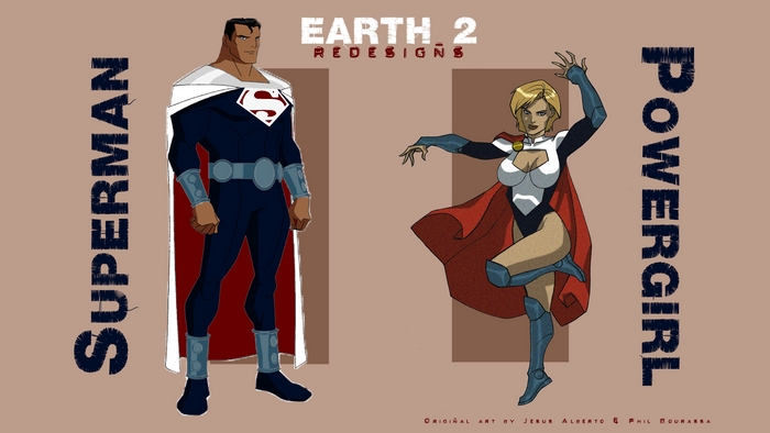 Superman and Power Girl from Earth 2 Redesigns