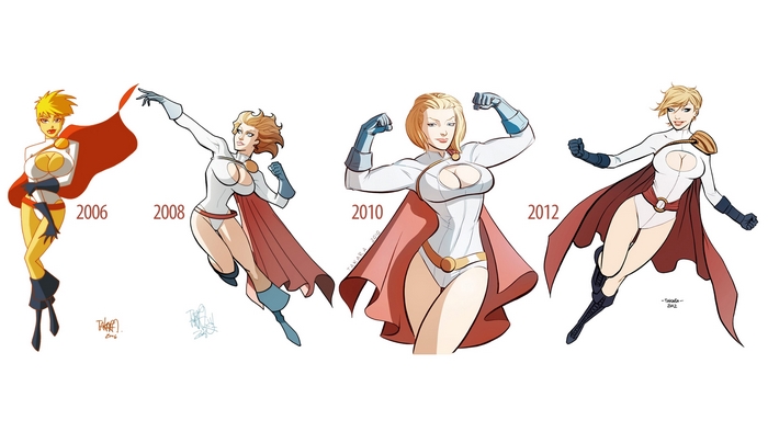 Power Girl evolution from 2006 to 2012