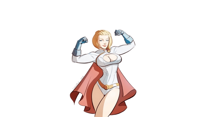 Power Girl flexing