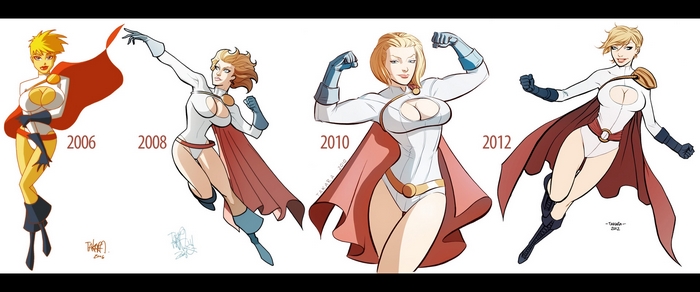 Power Girl character evolution 2006-2012
