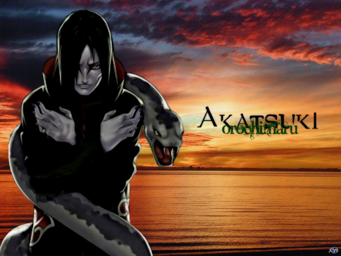 Orochimaru from Naruto with Akatsuki symbol
