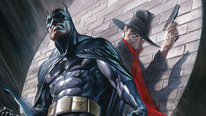 Batman and The Shadow in an alley