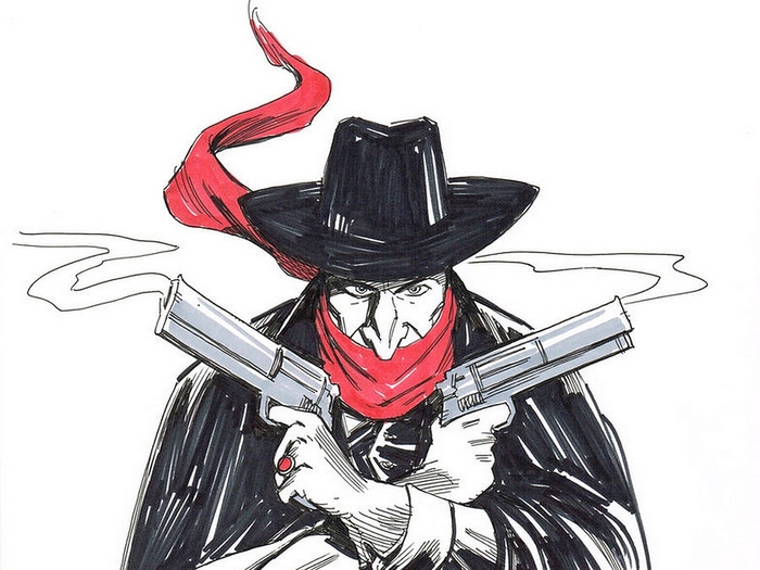 The Shadow with two guns