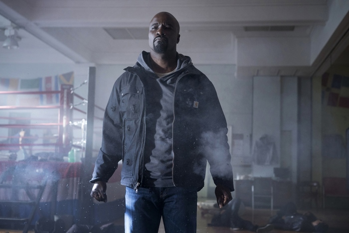 Luke Cage in a boxing gym