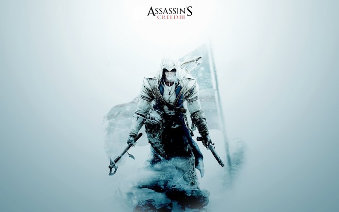 Connor from Assassin's Creed III in snow