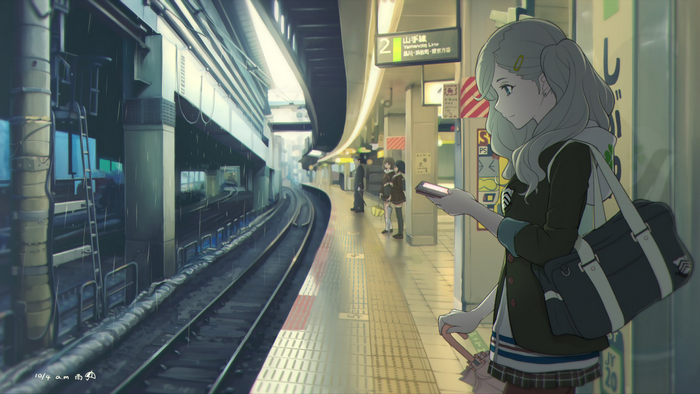 Ann Takamaki at a train station