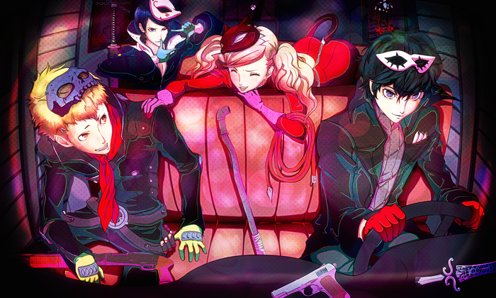 Persona 5 characters in a car