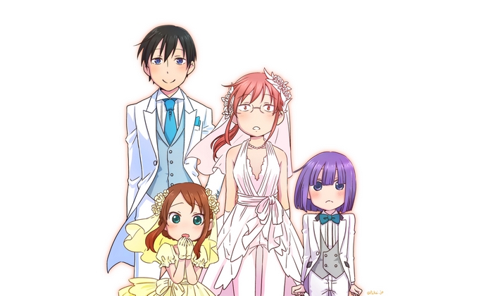 Kobayashi's Dragon Maid characters in wedding attire