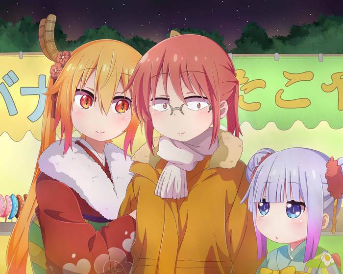 Tohru, Kobayashi, and Kanna from Miss Kobayashi's Dragon Maid