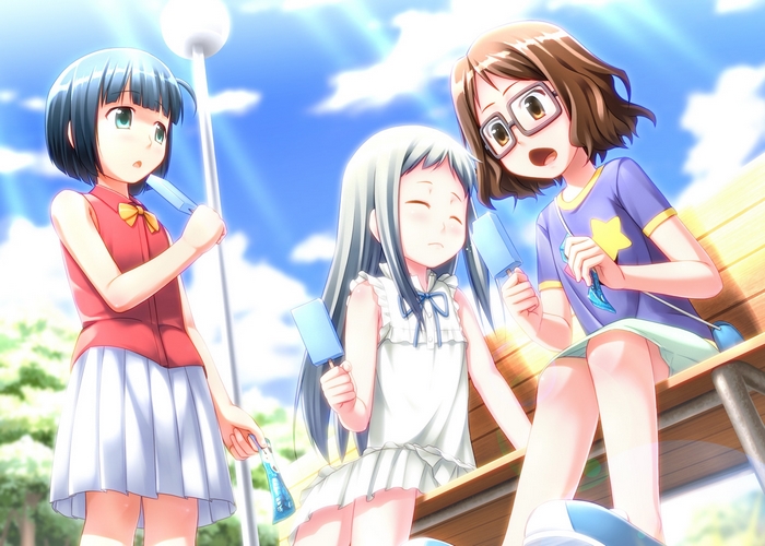 Naruko Anjou eating popsicles with friends