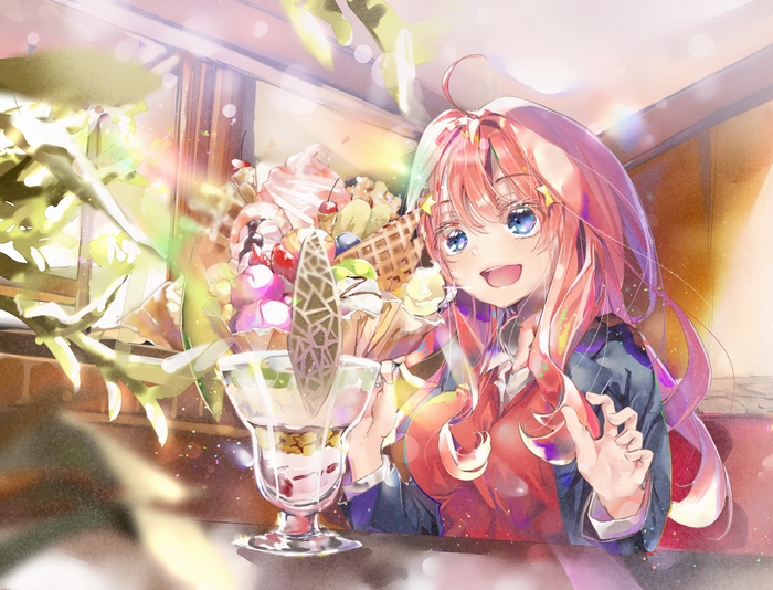 Itsuki Nakano with a large parfait