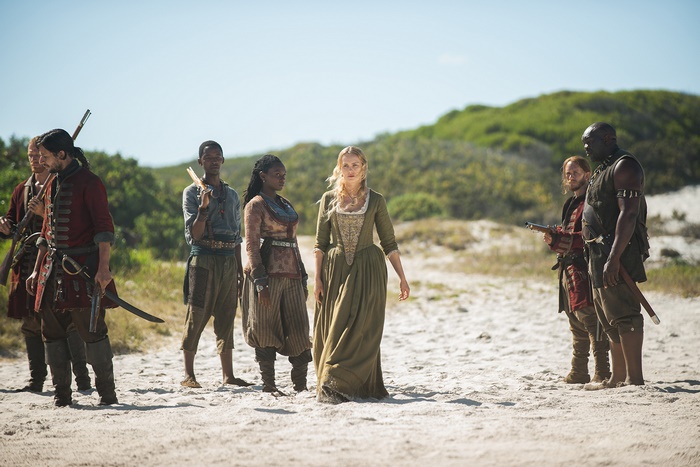 Eleanor Guthrie and pirates on a beach