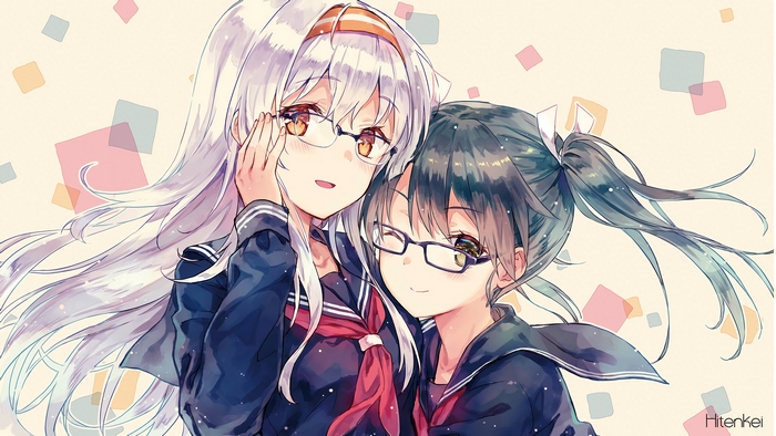 Two anime girls with glasses