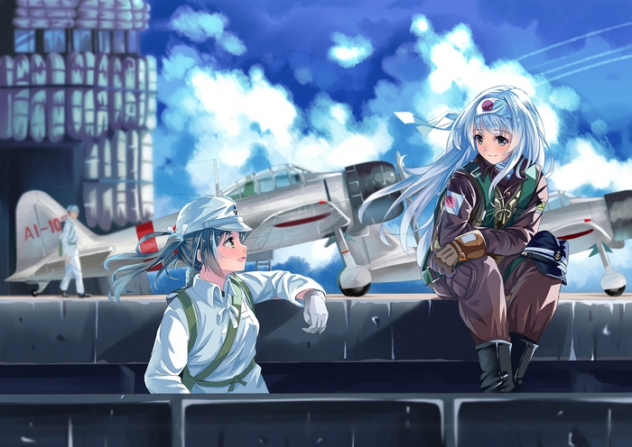 Zuikaku from Kancolle with a Zero fighter plane