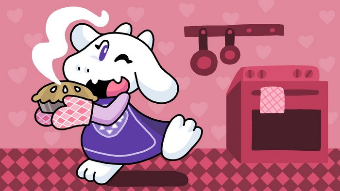 Toriel from Undertale holding a pie