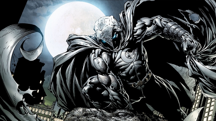 Moon Knight in front of the moon