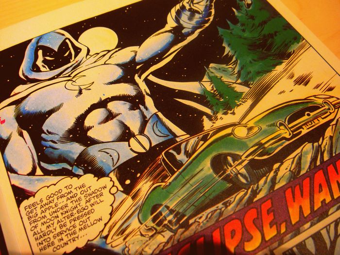 Moon Knight driving a car
