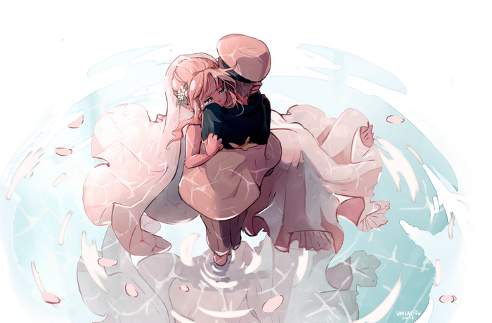 Kokoro from Darling in the FranXX in water