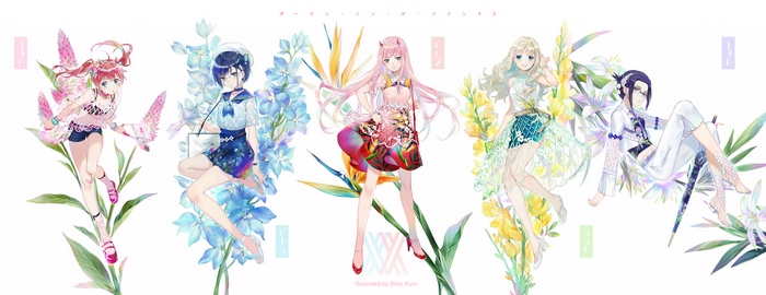 Kokoro and friends from Darling in the Franxx