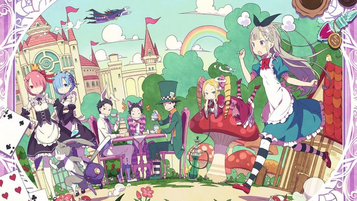 Re:Zero characters in Wonderland theme